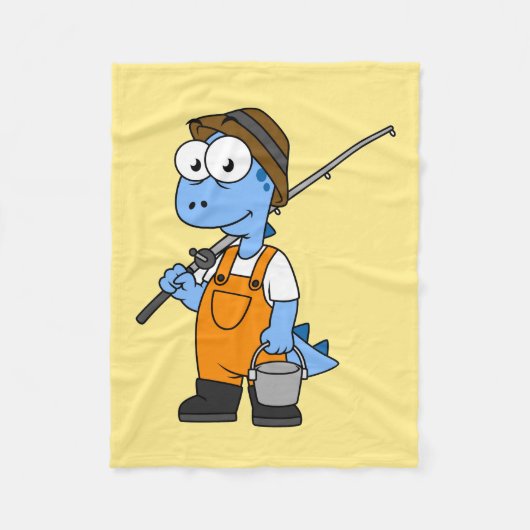 Illustratie van een Allosaurus-visser. Fleece Deken (Voorkant)