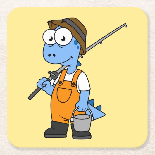 Illustratie van een Allosaurus-visser. Kartonnen Onderzetters (Voorkant)