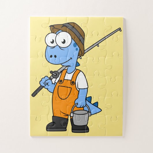 Illustratie van een Allosaurus-visser. Legpuzzel (Verticaal)