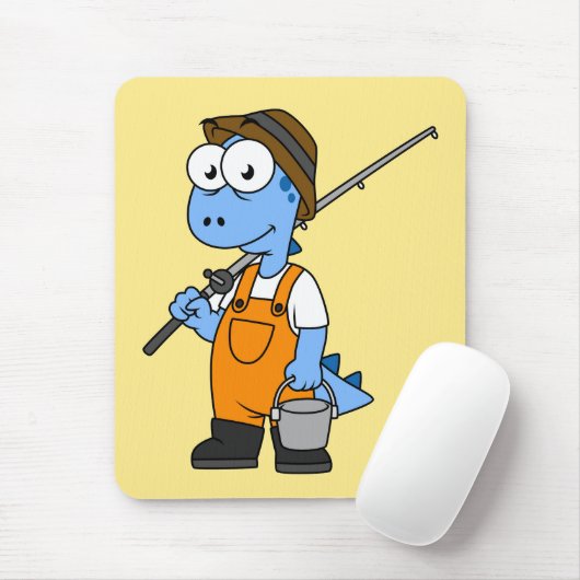 Illustratie van een Allosaurus-visser. Muismat (Met muis)