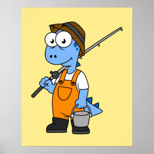 Illustratie van een Allosaurus-visser. Poster