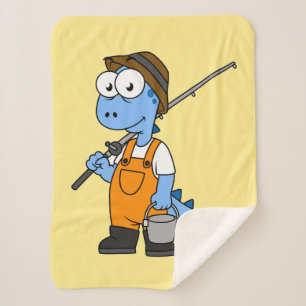 Illustratie van een Allosaurus-visser. Sherpa Deken