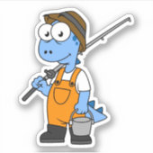 Illustratie van een Allosaurus-visser. Sticker (Voorkant)