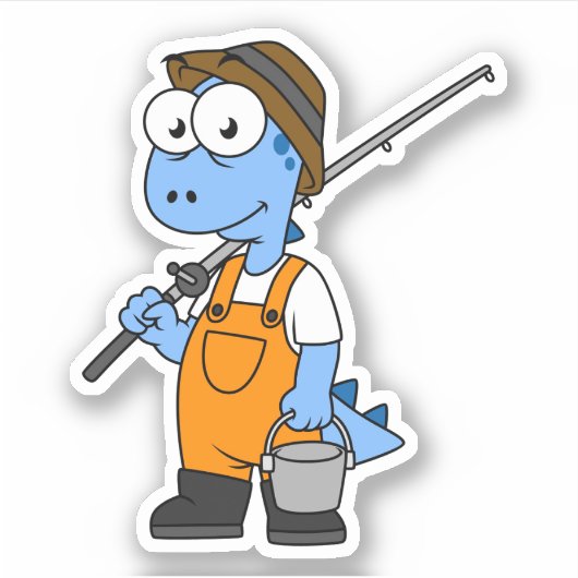 Illustratie van een Allosaurus-visser. Sticker (Voorkant)