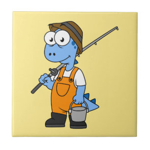 Illustratie van een Allosaurus-visser. Tegeltje