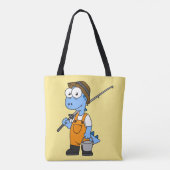 Illustratie van een Allosaurus-visser. Tote Bag (Achterkant)