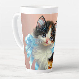 Illustratie van een antiek calico poesje latte mok