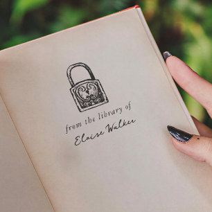 Illustratie van een antieke hangslot uit de biblio zelfinktende stempel