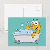 Illustratie van een badend monster van Loch Ness. Briefkaart (Voorkant / Achterkant)