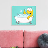 Illustratie van een badend monster van Loch Ness. Canvas Afdruk (Insitu (Woonkamer))