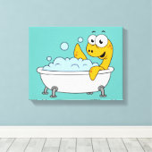 Illustratie van een badend monster van Loch Ness. Canvas Afdruk (Insitu (Houten vloer))