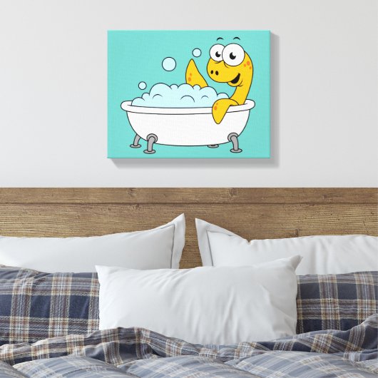 Illustratie van een badend monster van Loch Ness. Canvas Afdruk (Insitu (Slaapkamer))