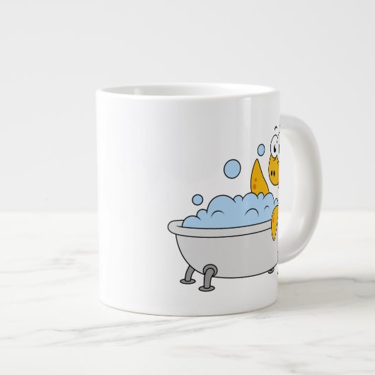 Illustratie van een badend monster van Loch Ness. Grote Koffiekop (Voorkant rechts)