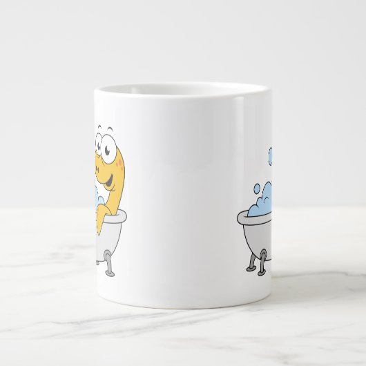 Illustratie van een badend monster van Loch Ness. Grote Koffiekop (Voorkant)