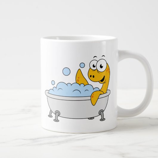 Illustratie van een badend monster van Loch Ness. Grote Koffiekop (Rechts)
