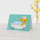 Illustratie van een badend monster van Loch Ness. Kaart (Gele Bloem)