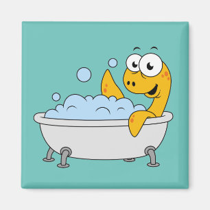 Illustratie van een badend monster van Loch Ness. Magneet