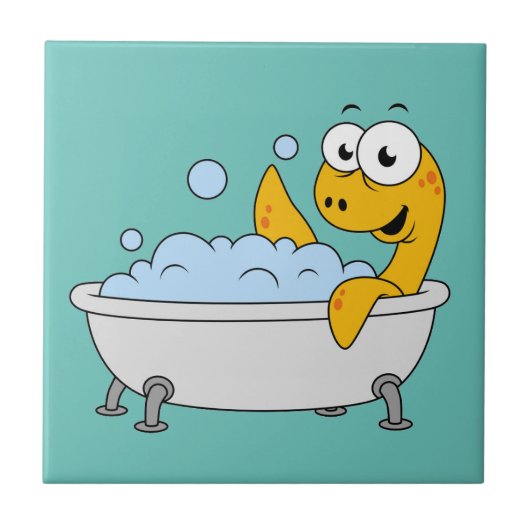 Illustratie van een badend monster van Loch Ness. Tegeltje (Voorkant)
