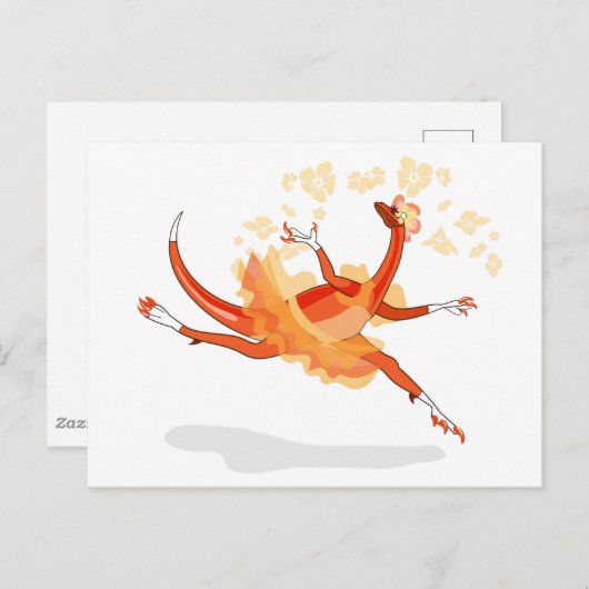 Illustratie van een balletdanseraptor. 2 briefkaart (Voorkant / Achterkant)