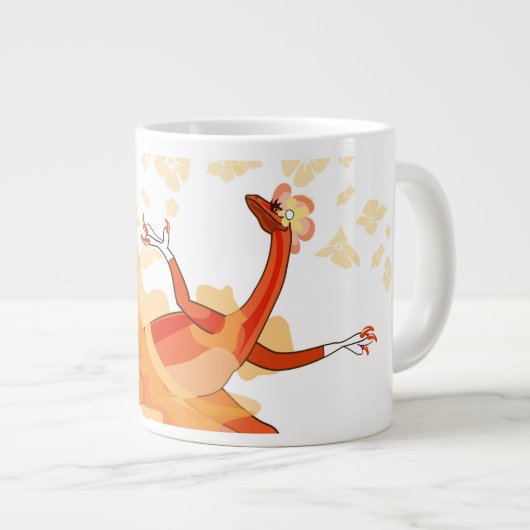Illustratie van een balletdanseraptor. 2 grote koffiekop (Voorkant rechts)