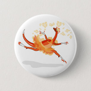 Illustratie van een balletdanseraptor. 2 ronde button 5,7 cm