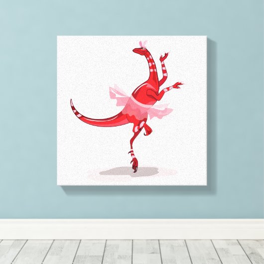 Illustratie van een balletdanseraptor. canvas afdruk (Insitu (Houten vloer))