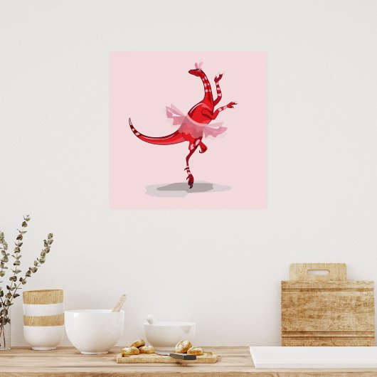 Illustratie van een balletdanseraptor. poster (Keuken)