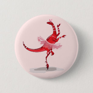 Illustratie van een balletdanseraptor. ronde button 5,7 cm
