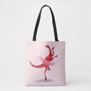 Illustratie van een balletdanseraptor. tote bag