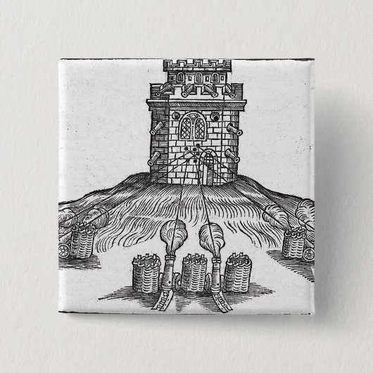 Illustratie van een beleggingsoorlog vierkante button 5,1 cm (Voorkant)