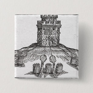 Illustratie van een beleggingsoorlog vierkante button 5,1 cm