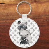Illustratie van een blauwpunt-tabby Birmaanse / Ra Sleutelhanger (Voorkant)