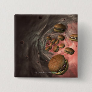 Illustratie van een bloedvat met burgers vierkante button 5,1 cm