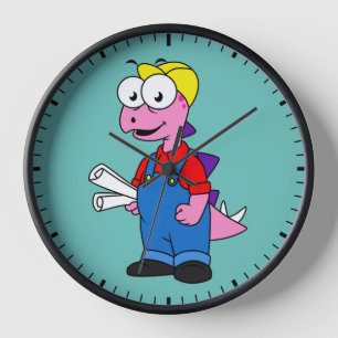 Illustratie van een bouwvakker van Stegosaurus.