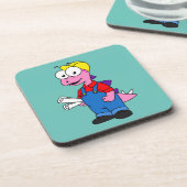 Illustratie van een bouwvakker van Stegosaurus. Bier Onderzetter (Linkerzijde)