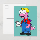 Illustratie van een bouwvakker van Stegosaurus. Briefkaart (Voorkant / Achterkant)