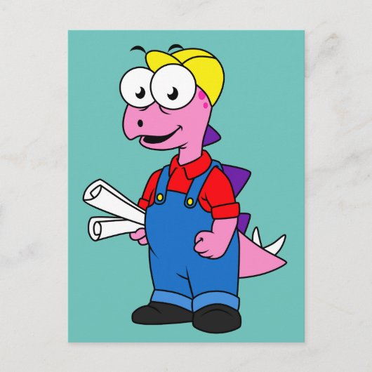 Illustratie van een bouwvakker van Stegosaurus. Briefkaart (Voorkant)