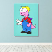 Illustratie van een bouwvakker van Stegosaurus. Canvas Afdruk (Insitu (Houten vloer))