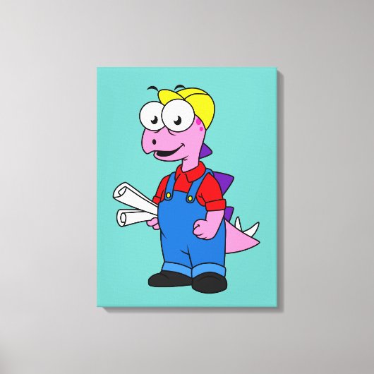 Illustratie van een bouwvakker van Stegosaurus. Canvas Afdruk (Voorkant)