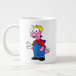 Illustratie van een bouwvakker van Stegosaurus. Grote Koffiekop