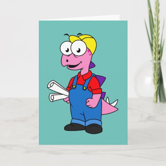 Illustratie van een bouwvakker van Stegosaurus. Kaart (Voorkant)