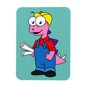 Illustratie van een bouwvakker van Stegosaurus. Magneet