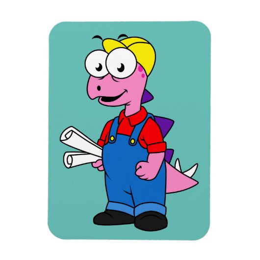 Illustratie van een bouwvakker van Stegosaurus. Magneet (Verticaal)