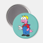 Illustratie van een bouwvakker van Stegosaurus. Magneet (Voorkant / Achterkant)