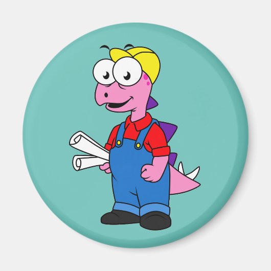 Illustratie van een bouwvakker van Stegosaurus. Magneet (Voorkant)