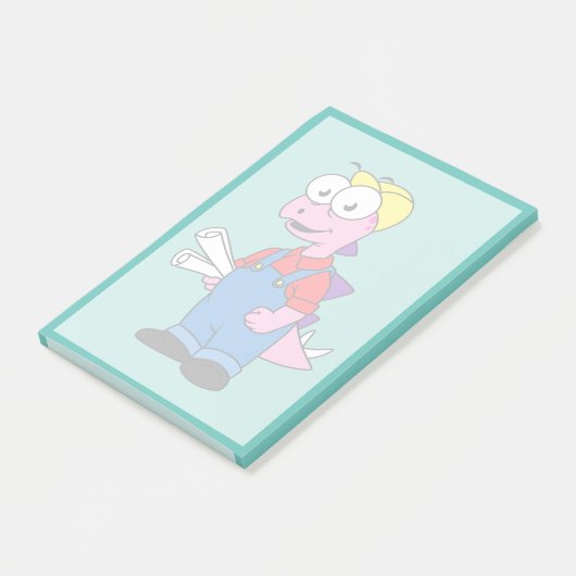 Illustratie van een bouwvakker van Stegosaurus. Post-it® Notes (Schuin)