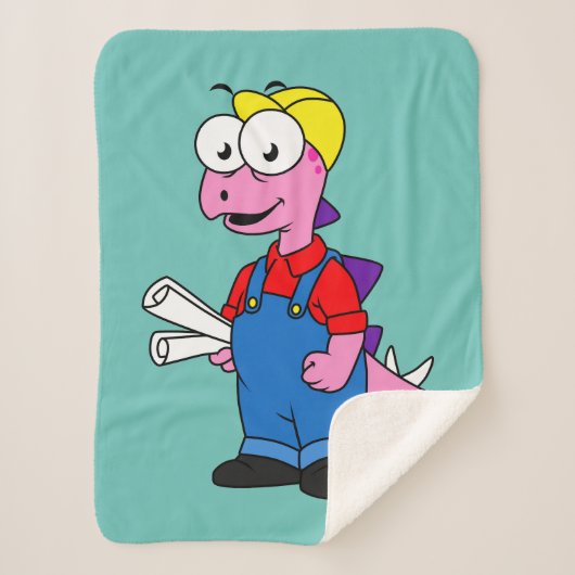 Illustratie van een bouwvakker van Stegosaurus. Sherpa Deken (Voorkant)