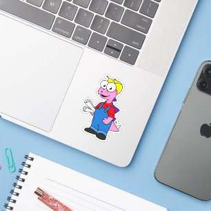 Illustratie van een bouwvakker van Stegosaurus. Sticker