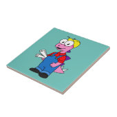 Illustratie van een bouwvakker van Stegosaurus. Tegeltje (Zijkant)