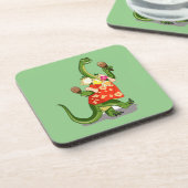 Illustratie van een brontosaurus die Maracas speel Bier Onderzetter (Linkerzijde)